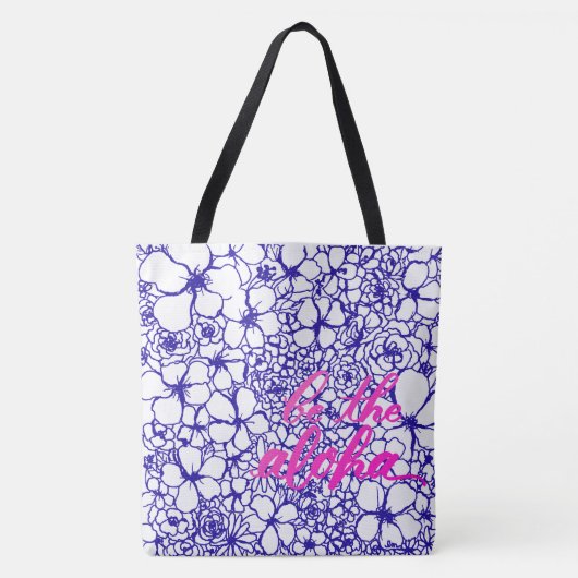 アロハ花の買物客の青いトートバックがあって下さい トートバッグ (正面)