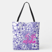 アロハ花の買物客の青いトートバックがあって下さい トートバッグ (裏面)