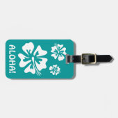 アロハ荷物タグとハワイアンハイビスカス花 ラゲッジタグ (正面横)