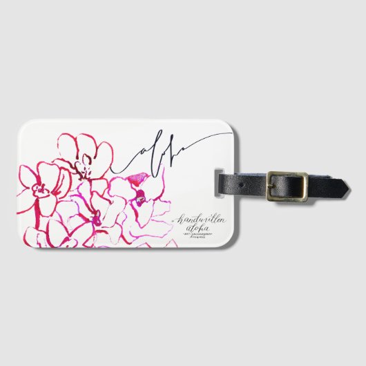 アロハ蘭の花の荷物のラベル ラゲッジタグ (正面横)