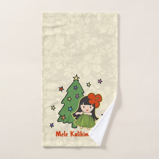 アロハ蜂蜜のクリスマスのハワイのフラ女の子のハイビスカス ハンドタオル (ハンドタオル)