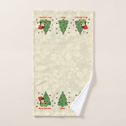 アロハ蜂蜜のクリスマスのハワイのフラ女の子のボーダー ハンドタオル (ハンドタオル)