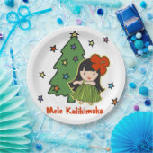 アロハ蜂蜜のクリスマスのハワイのフラ女の子 ペーパープレート (パーティー)