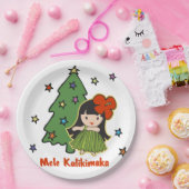 アロハ蜂蜜のクリスマスのハワイのフラ女の子 ペーパープレート (パーティー)