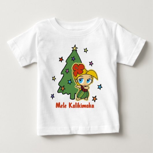 アロハ蜂蜜のクリスマスのブロンドのフラ女の子 ベビーTシャツ (正面)