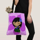 アロハ蜂蜜のハワイのすみれ色のフラ女の子のビーチのバッグ トートバッグ (クローズアップ)