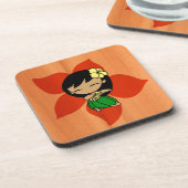 アロハ蜂蜜のハワイのハイビスカスのヴィンテージのフラ女の子 コースター (左側)