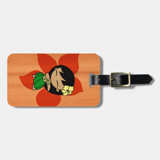 アロハ蜂蜜のハワイのフラ女の子ののど木 ラゲッジタグ (正面横)