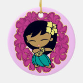 アロハ蜂蜜のフラ女の子のオーナメント セラミックオーナメント (裏面)