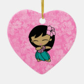 アロハ蜂蜜のフラ女の子のハイビスカスのオーナメント セラミックオーナメント (正面)