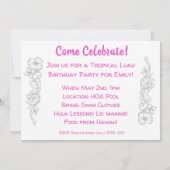 アロハ蜂蜜のルアウ（ハワイ式宴会）の招待カードブロンドのフラ女の子 招待状 (裏面)