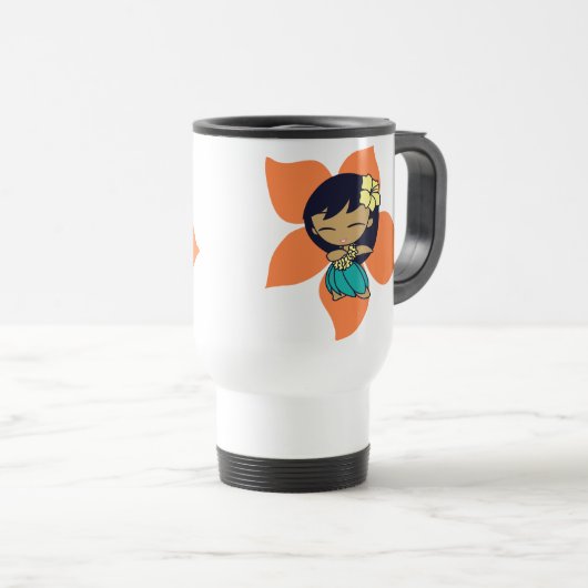 "アロハ蜂蜜"のフラ女の子の通勤者のマグ トラベルマグ (正面右)