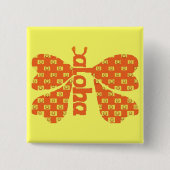 アロハ蝶ボタン 缶バッジ (正面)