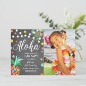 アロハ誕生会の招待のハワイの熱帯ルアウ(ハワイ式宴会) 招待状 (スタンド正面)