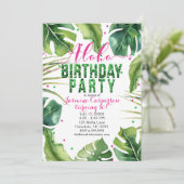 アロハ誕生日パーティトロピカル離れスピンクグリーン 招待状 (スタンド正面)