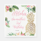 アロハ誕生日ルアウ(ハワイ式宴会)ハワイアン金ゴールドパイナップル スタンダードランチョンナプキン (正面)