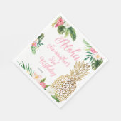 アロハ誕生日ルアウ(ハワイ式宴会)ハワイアン金ゴールドパイナップル スタンダードランチョンナプキン (角)
