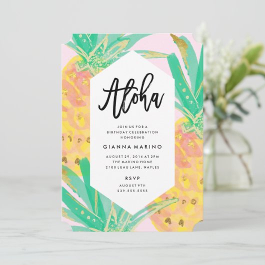 アロハ誕生日招待状 招待状 (スタンド正面)