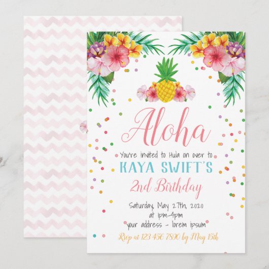 アロハ誕生日招待状 招待状 (正面/裏面)