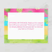 アロハ誕生日熱帯ルアウ(ハワイ式宴会)写真サンキューカード (裏面)