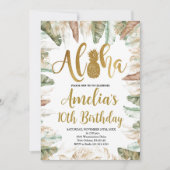 アロハ誕生日、ルアウ(ハワイ式宴会)誕生日、任意の年齢、熱帯 招待状 (正面)
