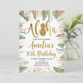 アロハ誕生日、ルアウ(ハワイ式宴会)誕生日、任意の年齢、熱帯 招待状 (スタンド正面)