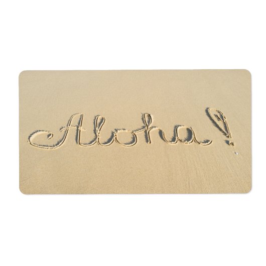 アロハ語の看板ビーチ砂 ラベル (正面)