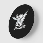 アロハ釈迦手つるルーズサイン ラウンド壁時計 (傾斜)