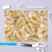 アロハ金ゴールドのグリッターのMonsteraの熱帯葉 薄葉紙 (クラフト)