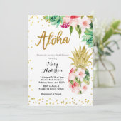 アロハ金ゴールドパイナップルブライダルシャワー招待 招待状 (スタンド正面)