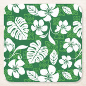 アロハ金曜日（緑） スクエアペーパーコースター (正面)