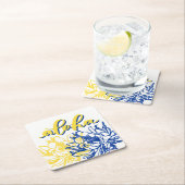 アロハ青く黄色いCereusによってはコースターが開花します スクエアペーパーコースター (インサイチュ)