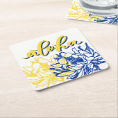 アロハ青く黄色いCereusによってはコースターが開花します スクエアペーパーコースター (アングル)