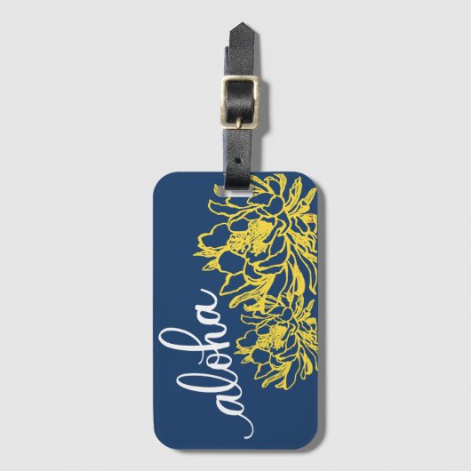 アロハ青く黄色いCereusによっては荷物のラベルが開花します ラゲッジタグ (正面縦)