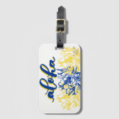 アロハ青く黄色いCereusの荷物のラベル ラゲッジタグ (正面縦)