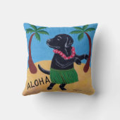 アロハ黒いラブラドールの枕 クッション (裏面)