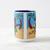 アロハ黒いラブラドール ツートーンマグカップ (中央)