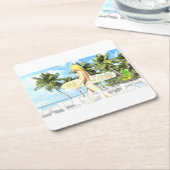 アロハ01 スクエアペーパーコースター (アングル)