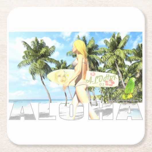 アロハ01 スクエアペーパーコースター (正面)