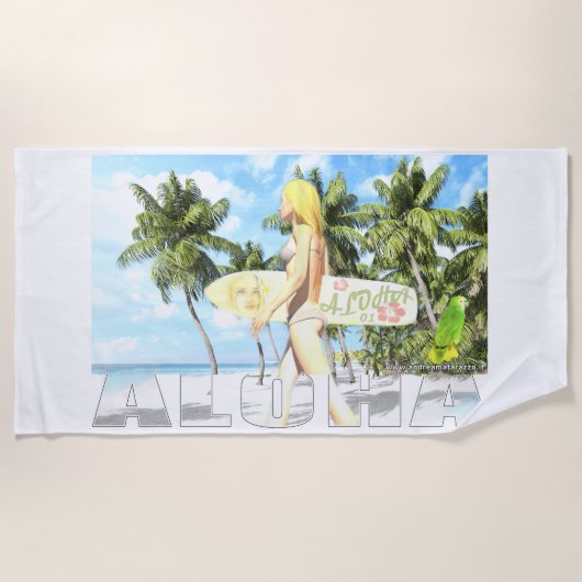 アロハ01 ビーチタオル (正面)