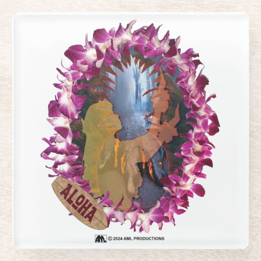 アロハ10 ガラスコースター (正面)