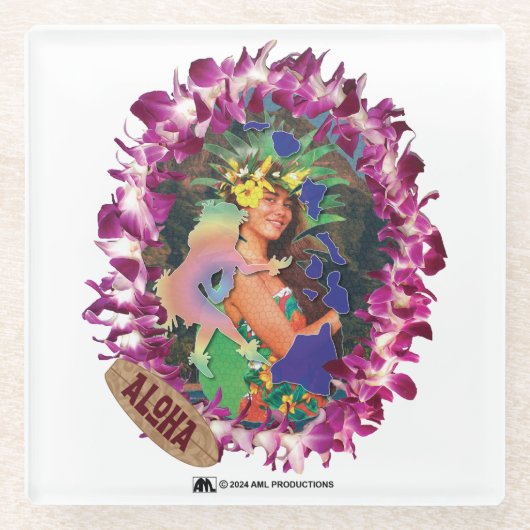 アロハ13 ガラスコースター (正面)