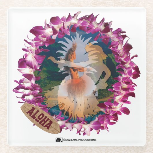 アロハ28 ガラスコースター (正面)