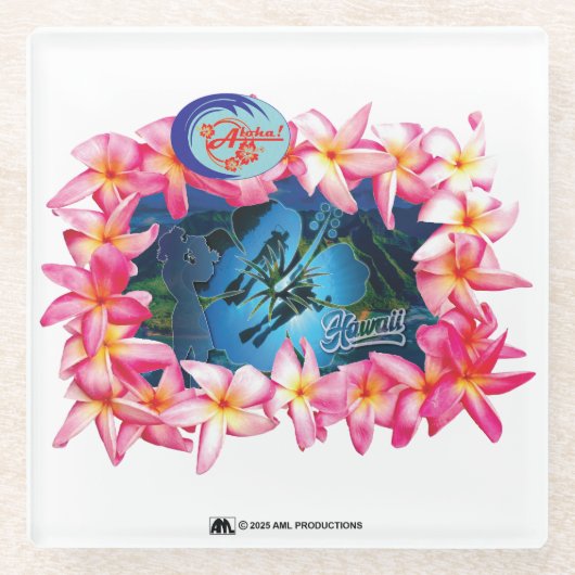 アロハ2 10 ガラスコースター (正面)