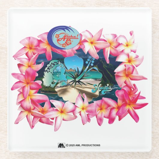 アロハ2 12 ガラスコースター (正面)