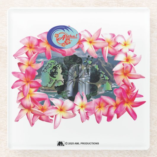 アロハ2 3バージョン2 ガラスコースター (正面)