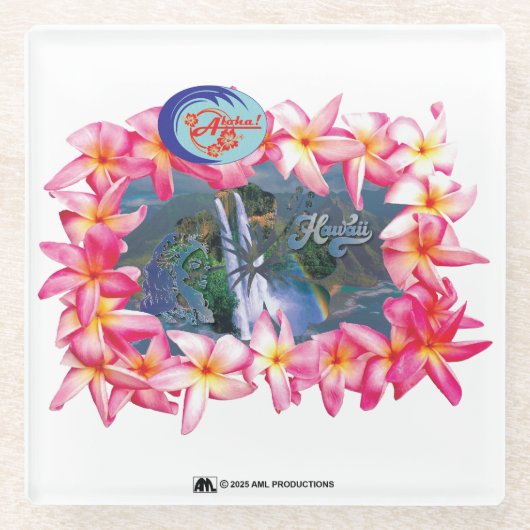 アロハ2 4バージョン2 ガラスコースター (正面)