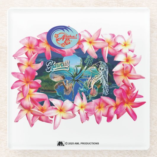 アロハ2 8 ガラスコースター (正面)