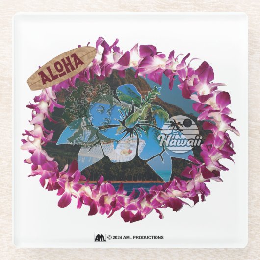 アロハ40 ガラスコースター (正面)