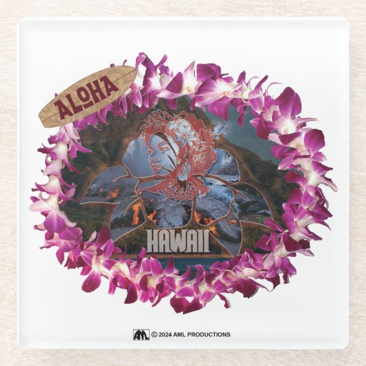 アロハ42 ガラスコースター (正面)